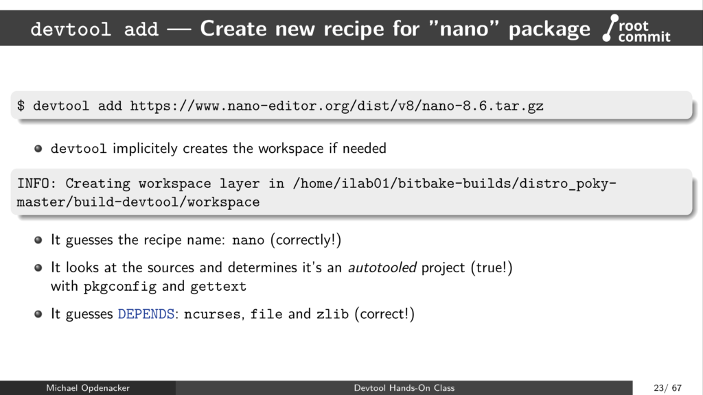 Using devtool add
